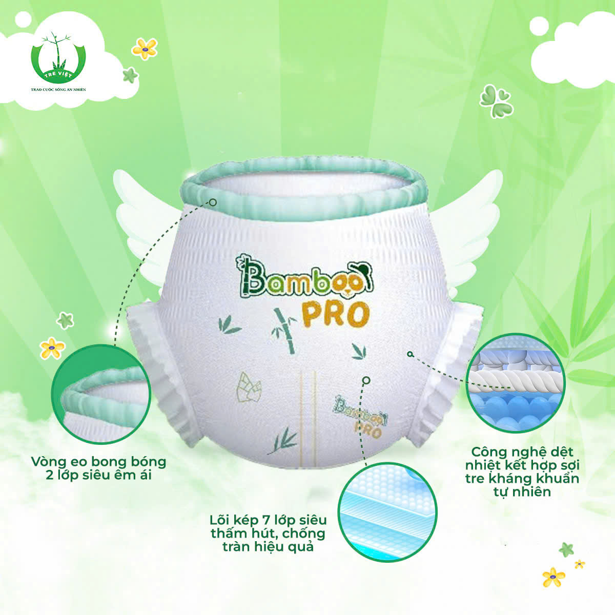 Bỉm dán BAMBOO PRO 4 - 8Kg