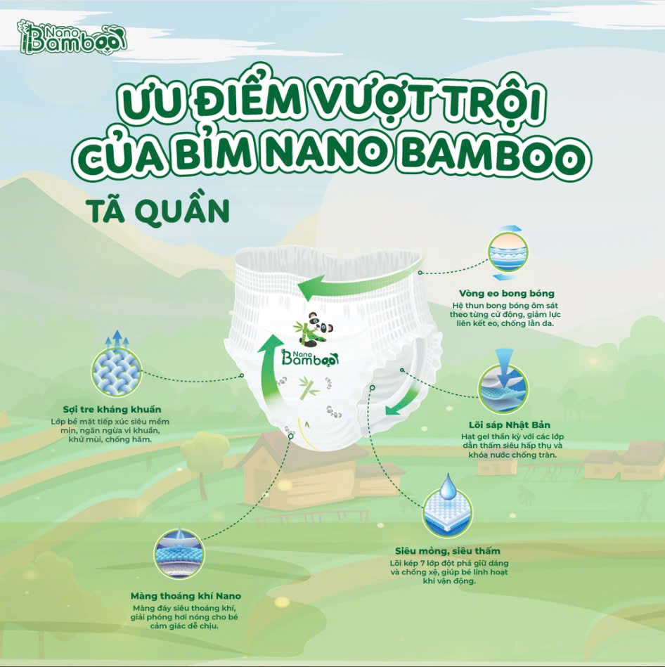 Bỉm Dán Size S - NANO BAMBOO (56 miếng)