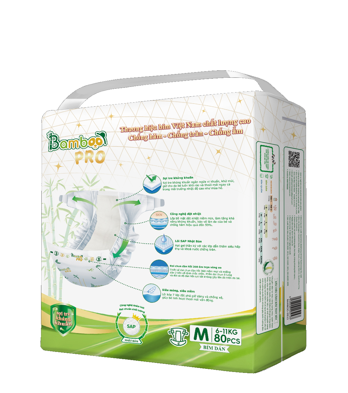Bỉm dán BAMBOO PRO 6 - 11Kg